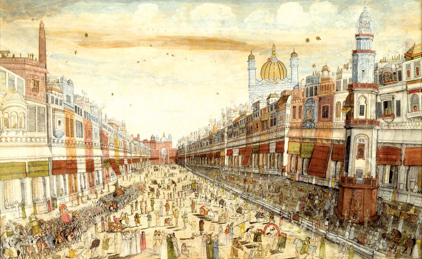 Faiz Bazaar in Delhi, Rajasthani artist, circa 1840. ( Private col. Francesca Galloway, London)